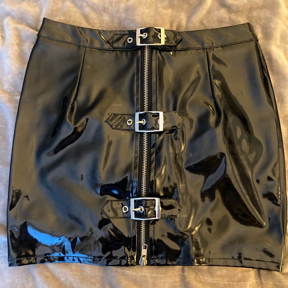 PVC faux latex mini skirt